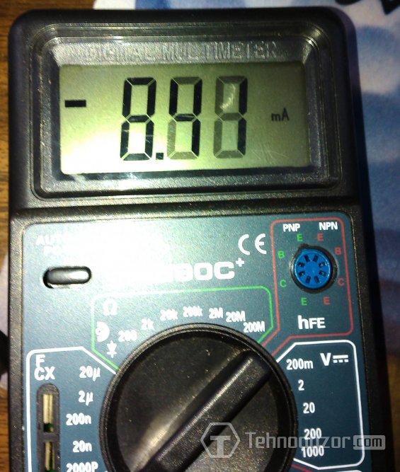 замерил сколько потребляет от батареи часы радио