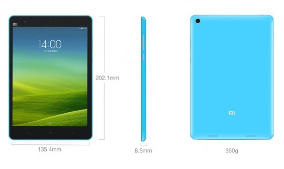 Внешний вид и размеры планшета Xiaomi MiPad2