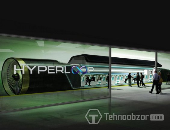 Поезд внутри вакуумной трубы Hyperloop