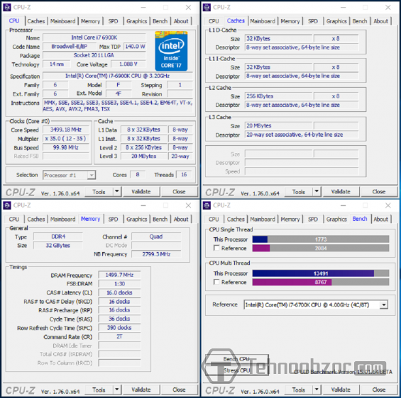 Скриншоты тестирования Core i7–6900K