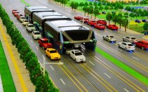 В Китае испытали автобус, движущийся над автомобилями