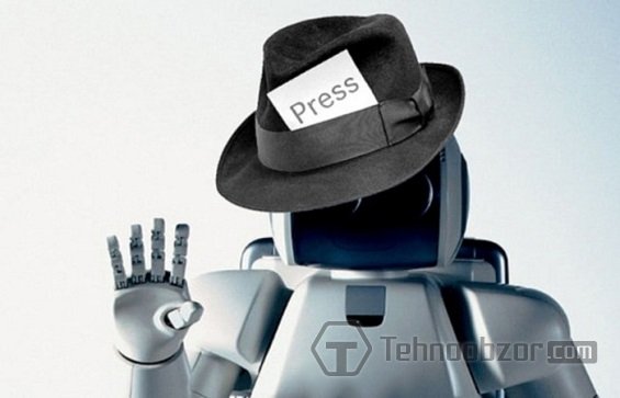 Робот-репортёр в шляпе Пресса