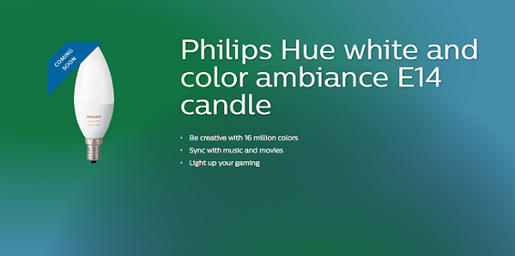 Philips выпустит лампочки Hue с цоколем Е14