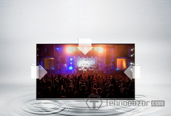 4K Ultra HD телевизор на сером фоне