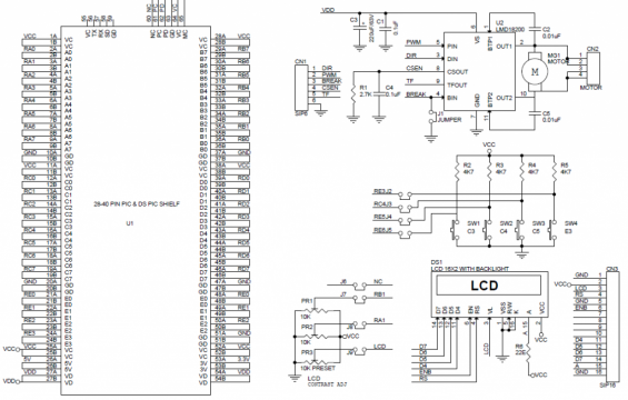 Схема ЖК-дисплея с двигателем LMD18201