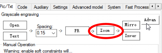 Выбор размера кнопкой Zoom