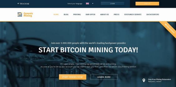 Страница сайта Genesis-Mining.com