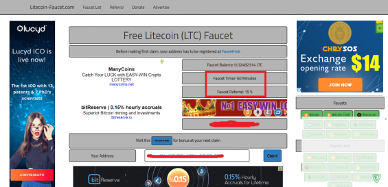 Страница крана Litecoin Faucet