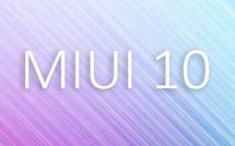 Надпись MIUI 10 на фиолетово-голубом фоне
