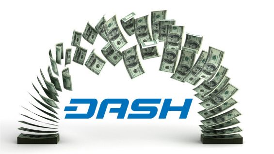 Надпись Dash и арка из долларовых банкнот