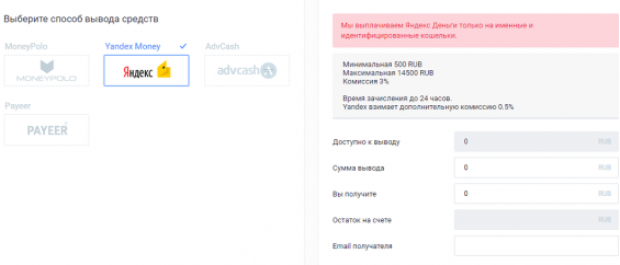 Вывод рублей на Яндекс.Деньги на бирже EXMO