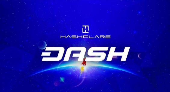 Надпись Dash и значок сайта HashFlare