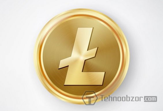 Золотая монета Litecoin крупным планом