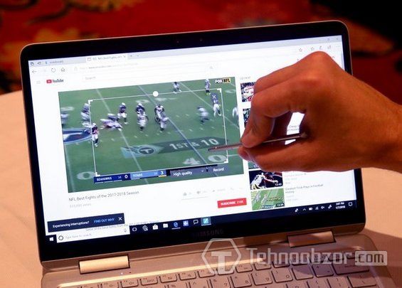 Воспроизведение видео на ноутбуке Samsung Notebook 9 Pen