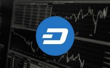 Значок Dash на фоне графиков биржи