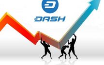 Значок криптовалюты Dash и стрелка графика
