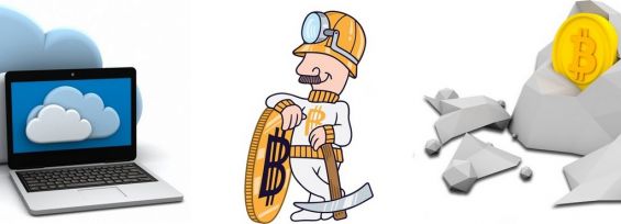 Рисунок шахтёра, добывшего монету Биткоина