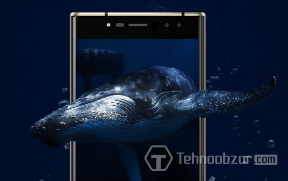 Изображение кита на экране смартфона Oukitel K3