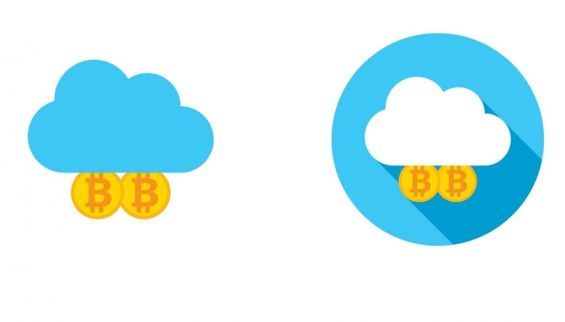 Два облака со значками Bitcoin