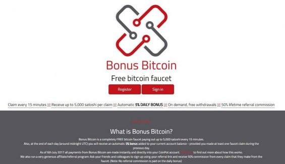 Как выглядит сервис Bonusbitcoin.co/faucet