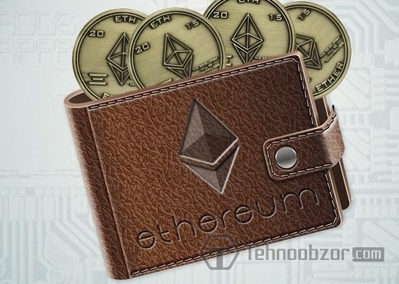 Кошелек с монетами криптовалюты Ethereum