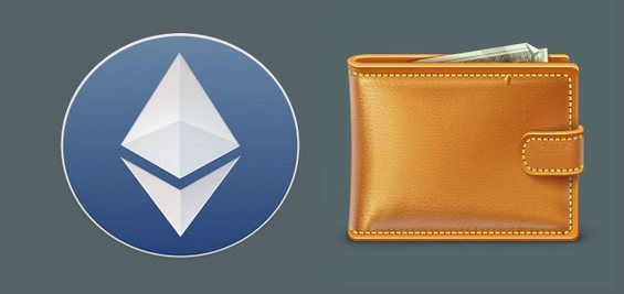 Значок криптовалюты Ethereum и кошелек
