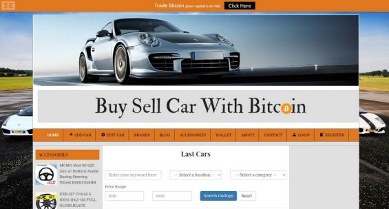 Главная страница сайта buysellcarwithbitcoin.com