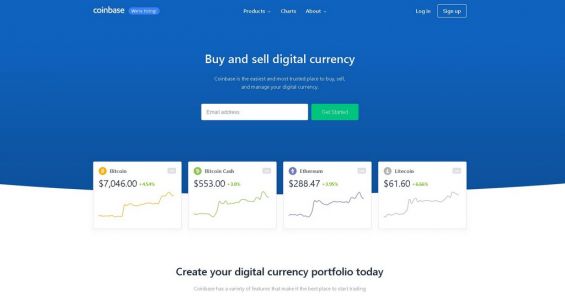 Главная страница платформы Coinbase