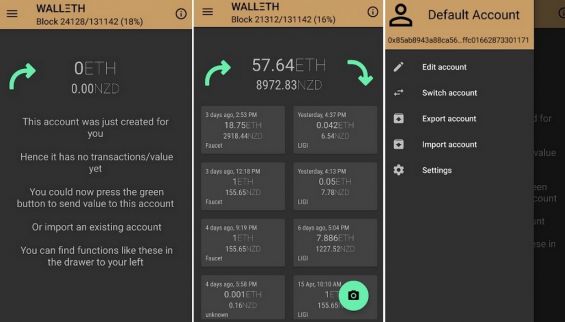 Как оформлен WallETH Ethereum Wallet на Андроид