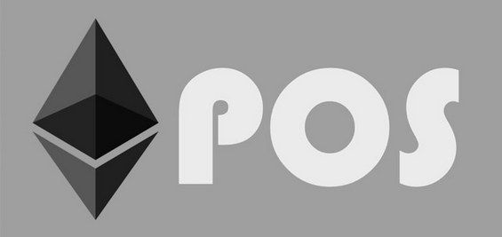 Аббревиатура PoS и значок криптовалюты Ethereum