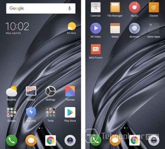 Иконки приложений на экране Xiaomi Mi MIX 2S