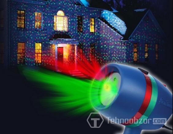 Красные и зеленые лучи проектора Star Shower Laser Light Projector