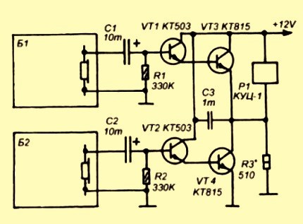 Схема реле времени с двумя транзисторами