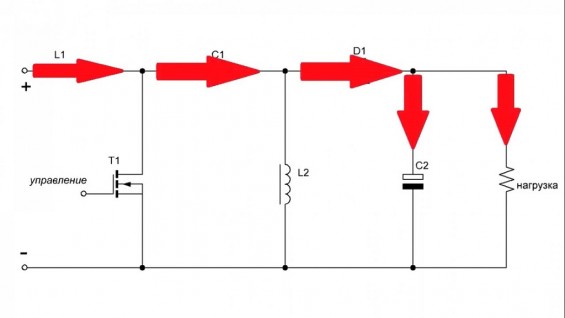 Схема течения тока при включении прибора