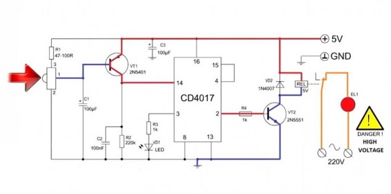 Схема срабатывания 2-го транзистора