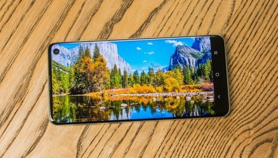 Природа изображена на дисплее Samsung Galaxy S10