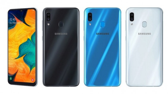 Samsung Galaxy A30 в трёх вариантах расцветки