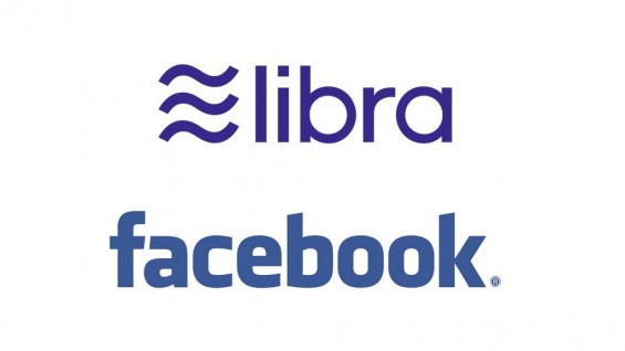 Логотип проекта Libra и социальной сети Facebook на белом фоне