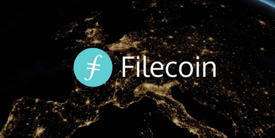 Логотип Filecoin на фоне осветлённого континента