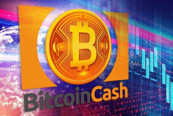 Логотип Bitcoin Cash на фоне графика биржи