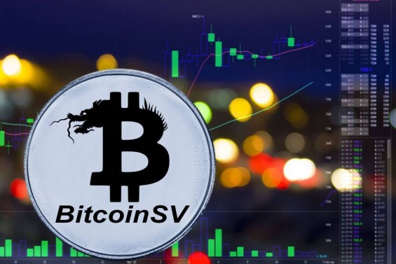 Монета Bitcoin SV на фоне графика биржи