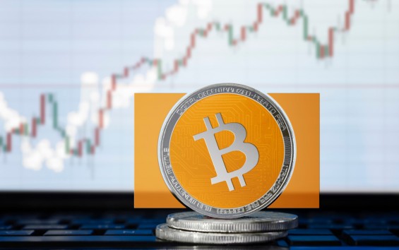Монета Bitcoin Cash на фоне графика биржи