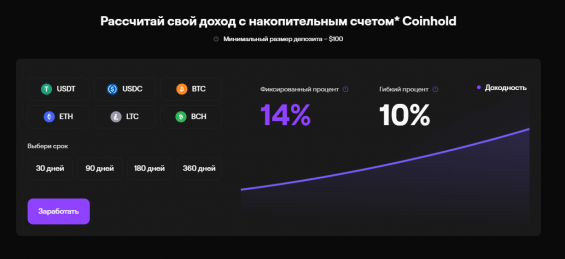 Coinhold - накопительный счет