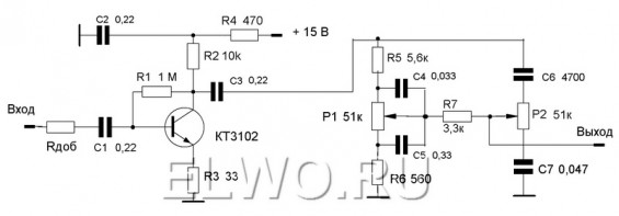 Схема темброблока для усилителя к наушникам