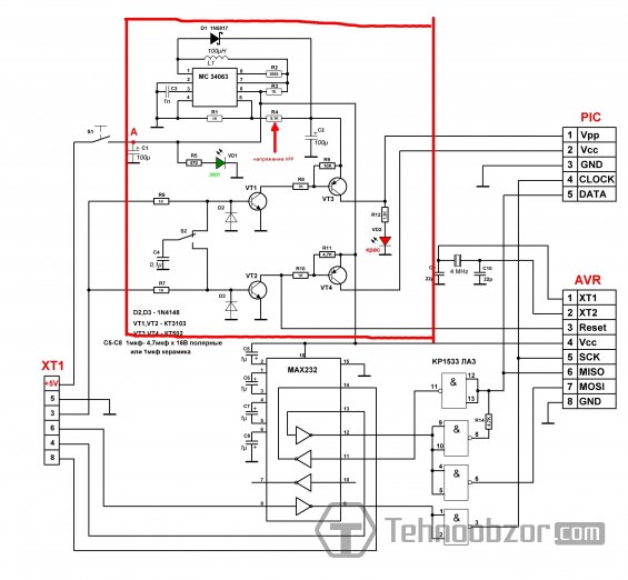 Схема программатора extrapic от Юрия Сиривля