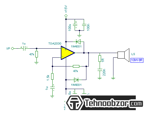 Принципиальная схема УМЗЧ АС F&D R244