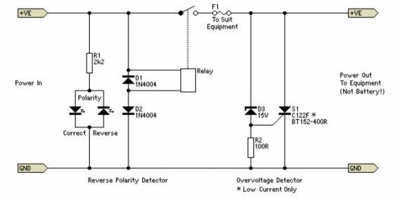 Блок защиты от превышения выходного напряжения и смены полярности - схема