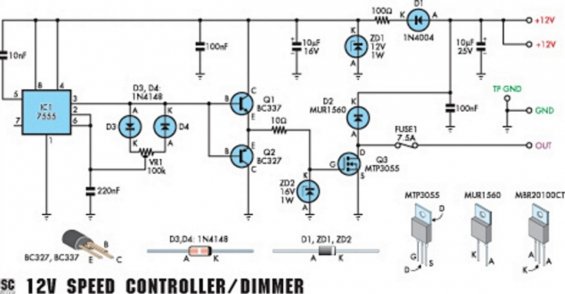 Схема ШИМ регулятора для мотора 12 В