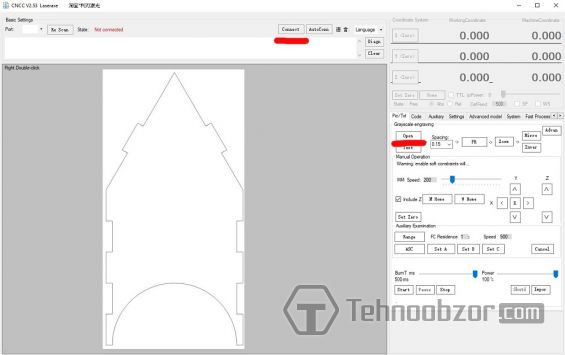 Открытие картинки в программе CNCC Laseraxe