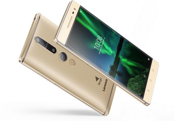 Два золотистых смартфона Lenovo Phab 2 Pro